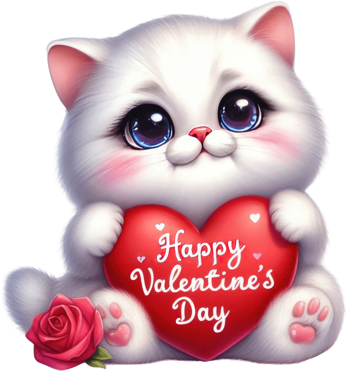 Happy Valentine's Day Cat Design - DTF Ready To Press