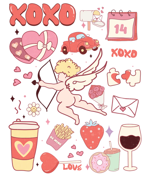 XOXO Cupid Valentine's Day Design - DTF Ready To Press