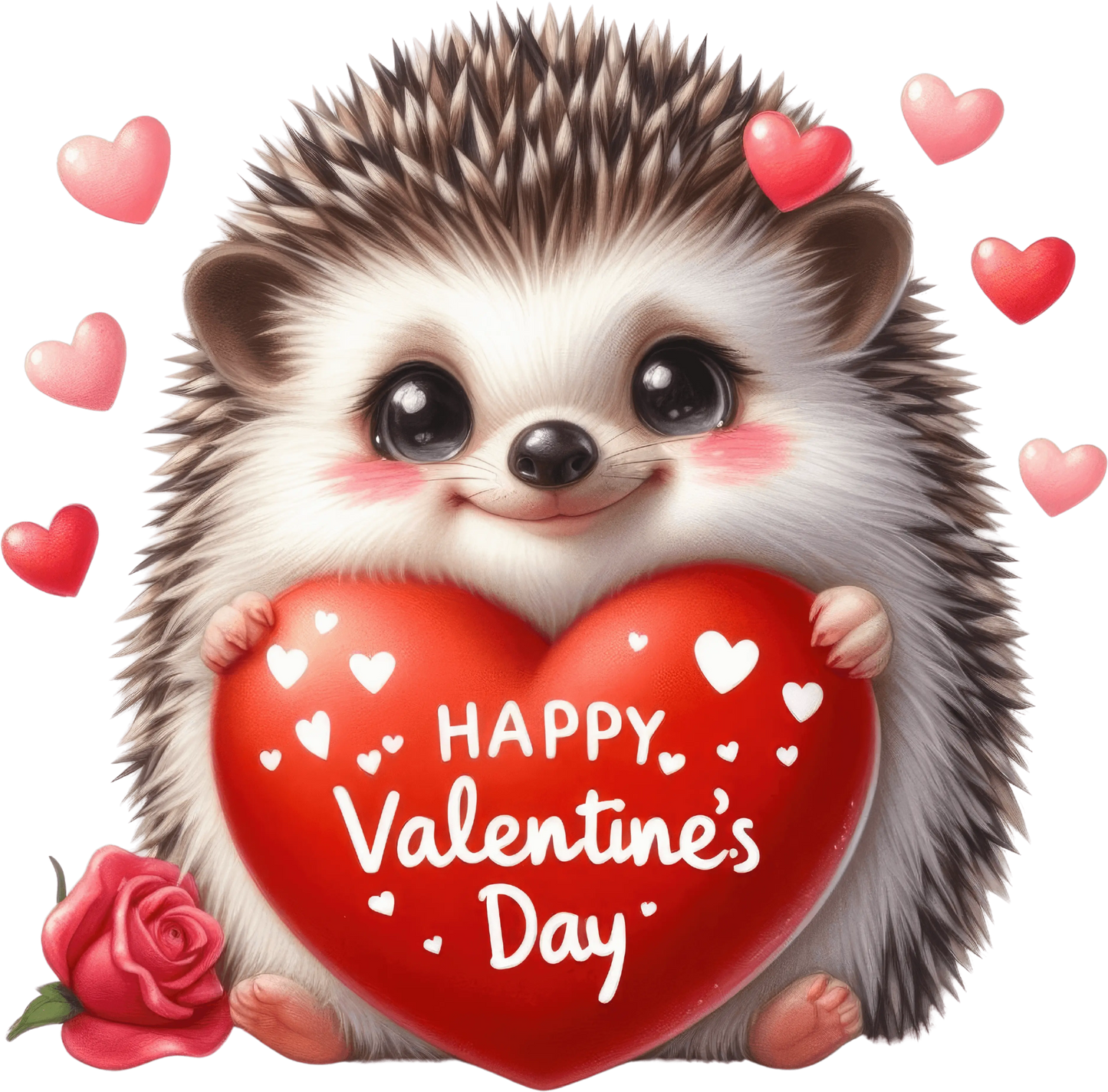 Valentine's Day Hedgehog Design - DTF Ready To Press