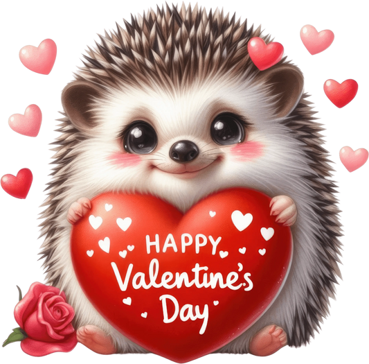 Valentine's Day Hedgehog Design - DTF Ready To Press