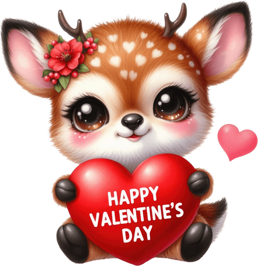 Happy Valentine's Day Deer Design - DTF Ready To Press