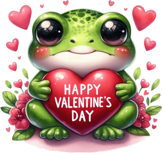 Happy Valentine's Day Frog Design - DTF Ready To Press