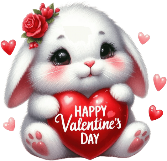 Happy Valentine's Day Bunny Design - DTF Ready To Press