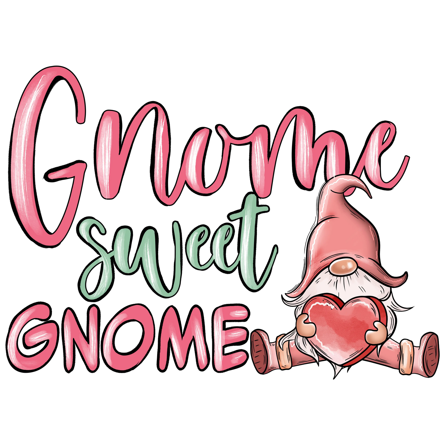 Gnome Sweet Gnome Valentine's Day Design - DTF Ready To Press