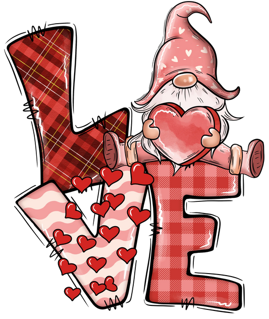 Love Gnome Valentine's Day Heart Design - DTF Ready To Press