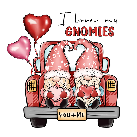 I Love My Gnomies Valentine's Day Truck Design - DTF Ready To Press