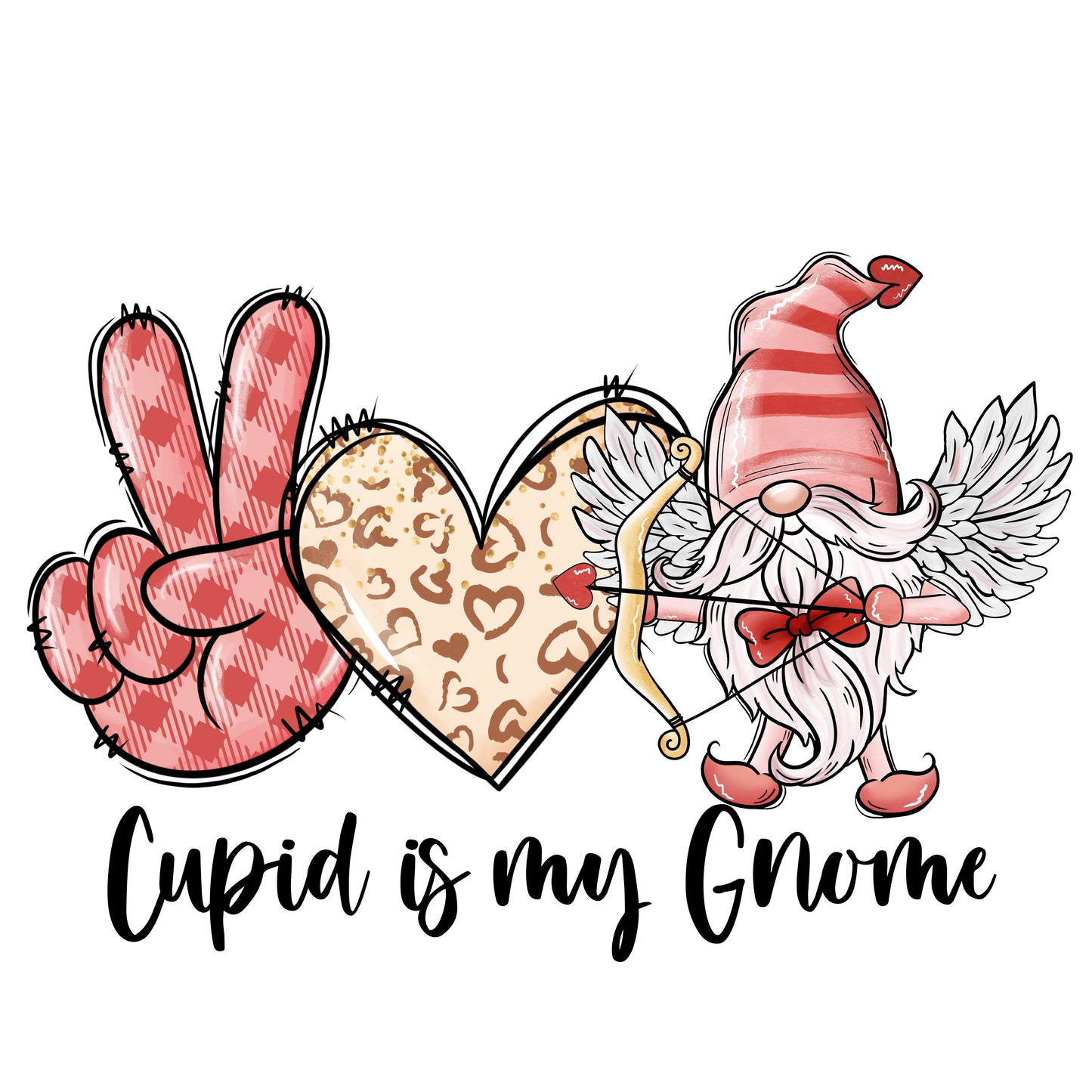 Cupid Is My Gnome Valentine's Day Design - DTF Ready To Press