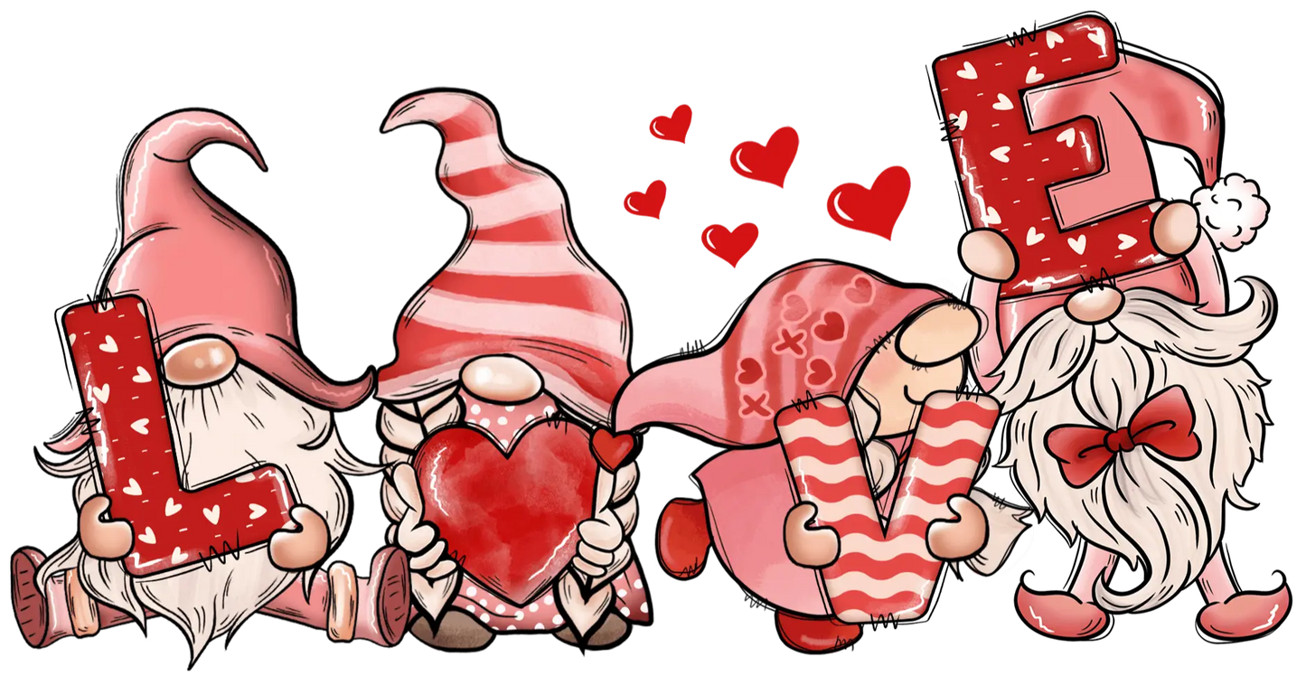 Gnome Love Valentine's Day Design - DTF Ready To Press