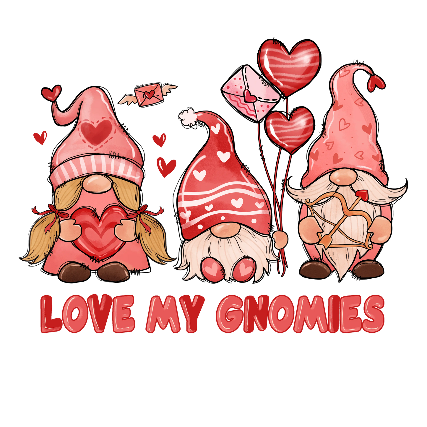 Love My Gnomies Valentine's Day Design - DTF Ready To Press