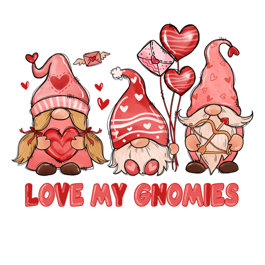 Love My Gnomies Valentine's Day Design - DTF Ready To Press