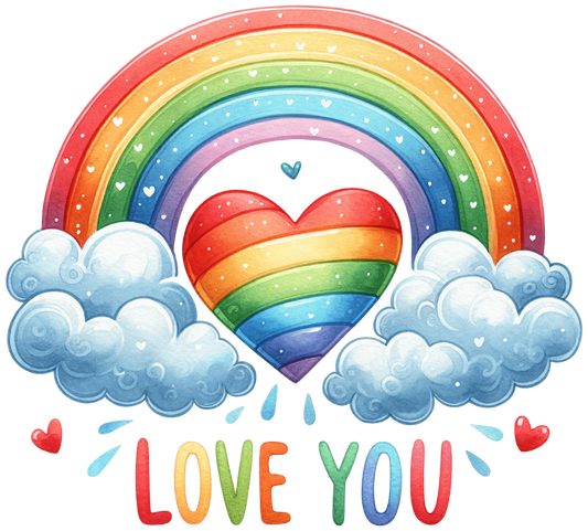 Love You Rainbow Valentine's Day Design - DTF Ready To Press