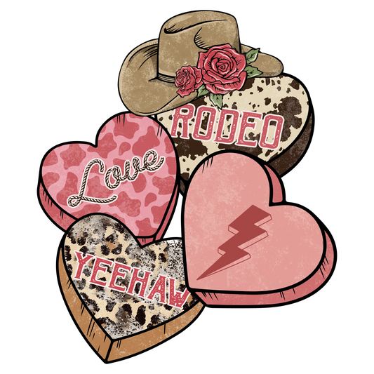 Love Rodeo Yeehaw Valentine's Day Cowboy Design - DTF Ready To Press