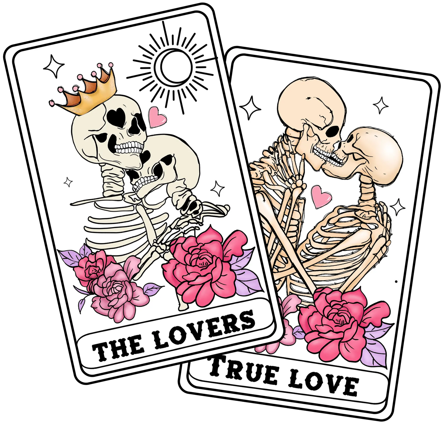 Tarot Cards The Lovers, True Love Valentine's Day Design - DTF Ready To Press