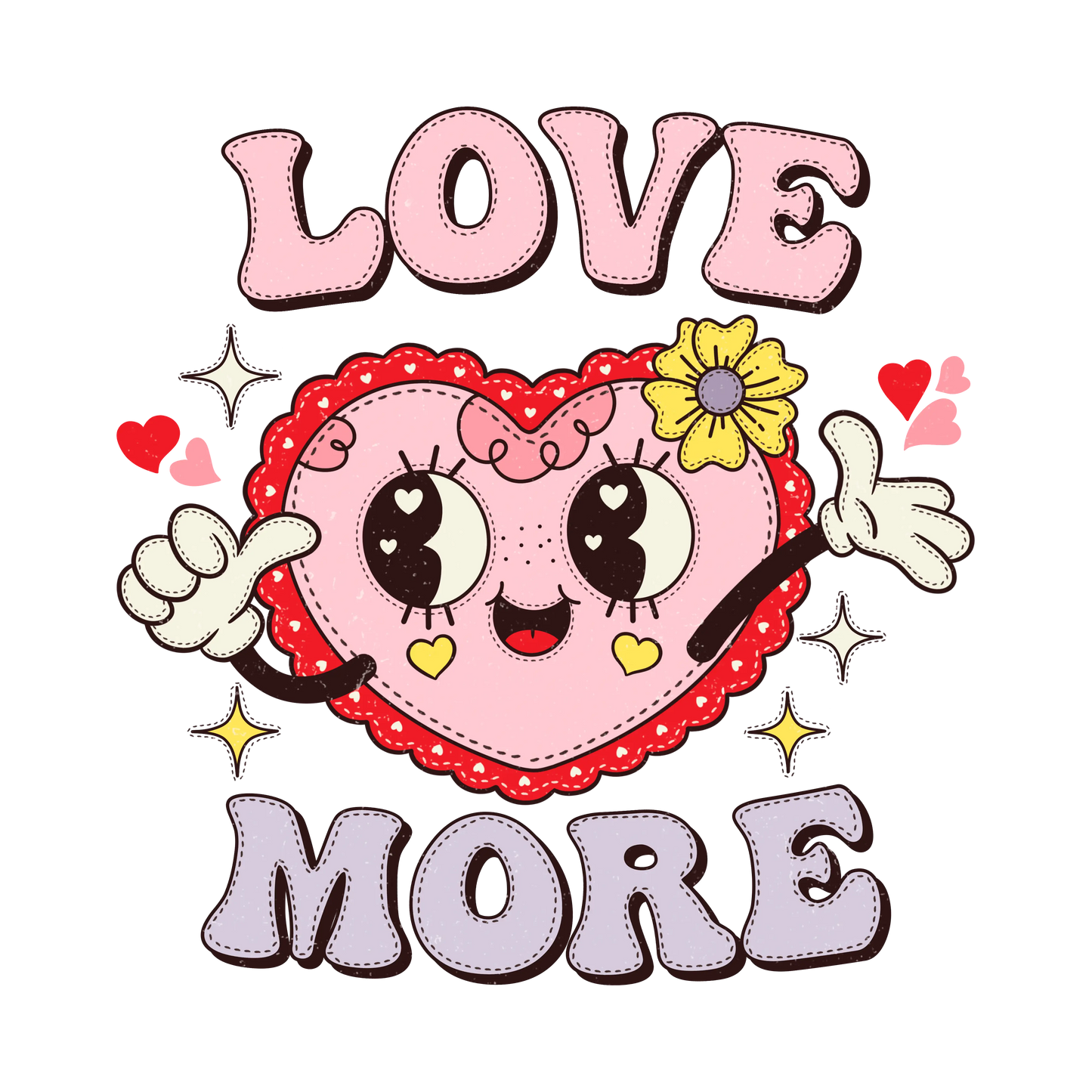 Love More Valentine's Day Heart Design - DTF Ready To Press