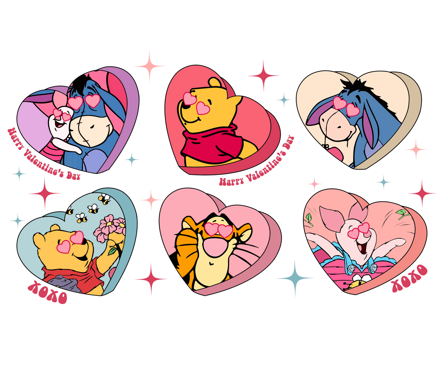 Winnie The Pooh Happy Valentine's Day Design - DTF Ready To Press