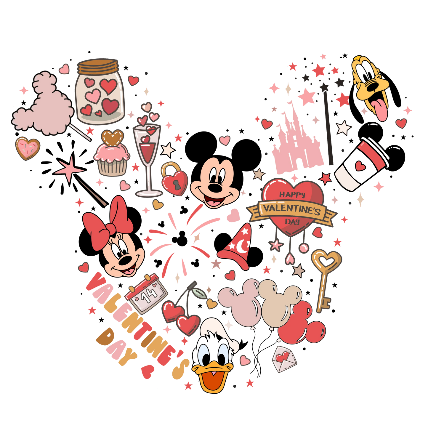 Disneyland Happy Valentine's Day Design - DTF Ready To Press