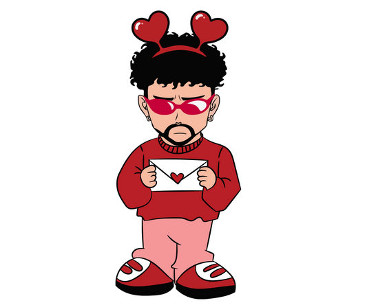Bad Bunny Letter Valentine's Day Design - DTF Ready To Press