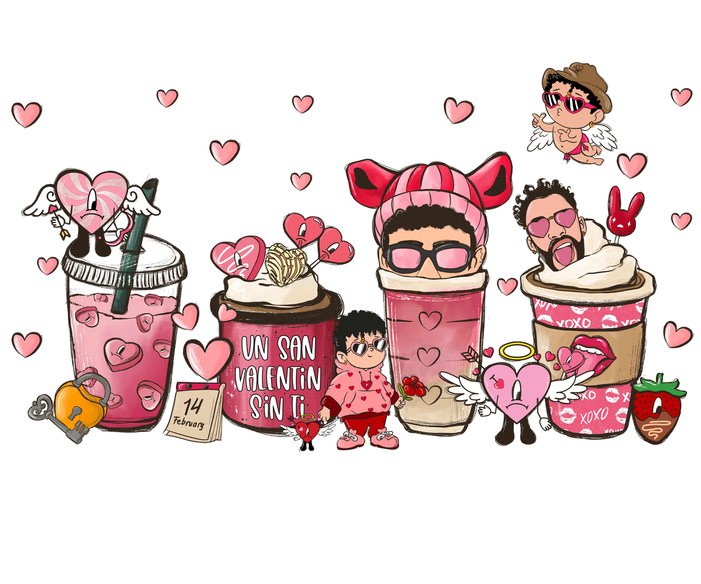 Valentine's Day Drink Design - DTF Ready To Press