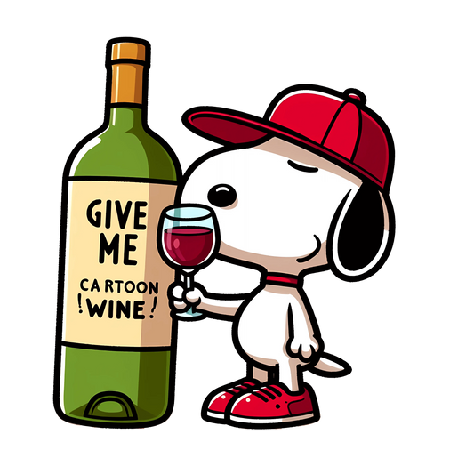 The Peanuts Snoopy Give Me Cartoon Wine Design - DTF Ready To Press