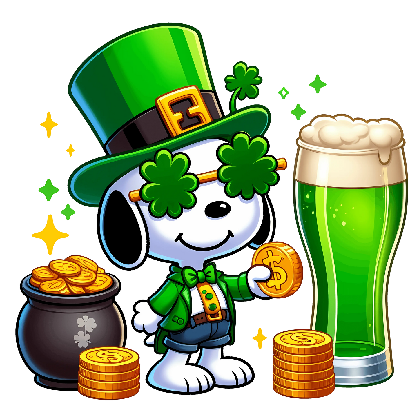 Happy Saint Patrick's Day Snoopy Iconic Cartoon Dog  Design - DTF Ready To Press
