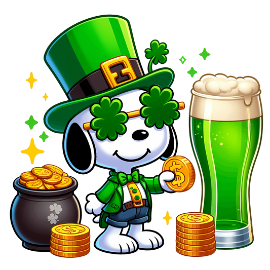 Happy Saint Patrick's Day Snoopy Iconic Cartoon Dog  Design - DTF Ready To Press