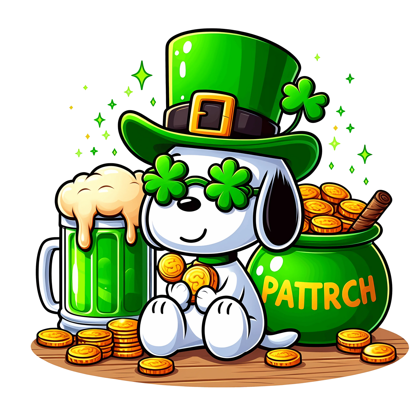 Patricks Day Snoopy Bear Design - DTF Ready To Press