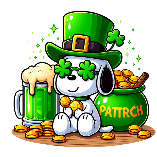 Patricks Day Snoopy Bear Design - DTF Ready To Press