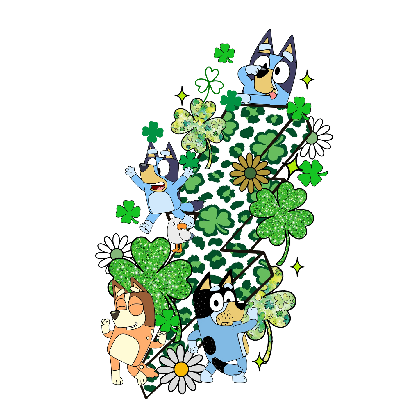 Patrick's Day Bluey Lightning  - DTF Ready To Press