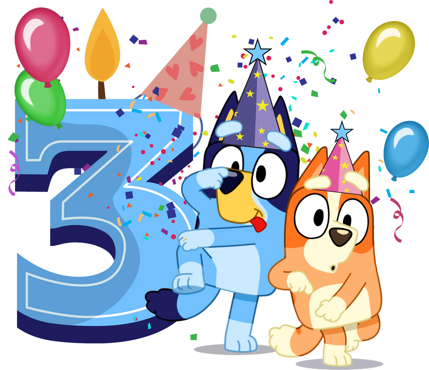 Toddlers 3nd Birthday Bluey Design - DTF Ready To Press