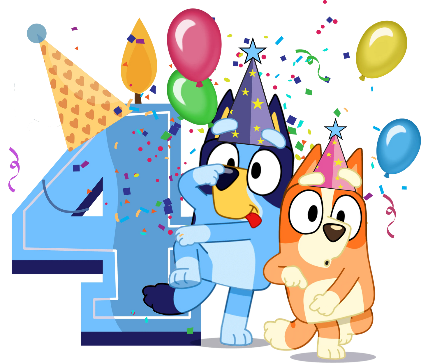 Bluey 4th Birthday Boy Design - DTF Ready To Press