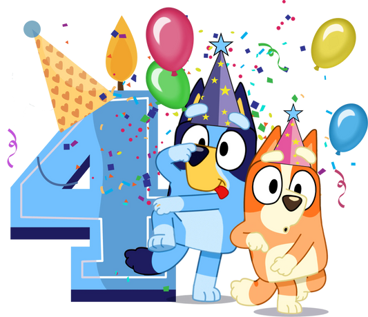 Bluey 4th Birthday Boy Design - DTF Ready To Press