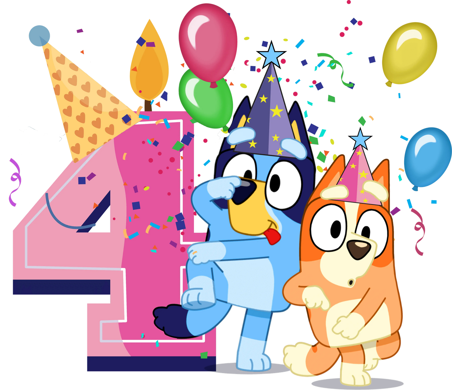 Bluey 4th Birthday Girl Design - DTF Ready To Press