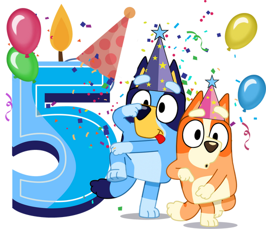 5th Birthday Boy Bluey Design - DTF Ready To Press