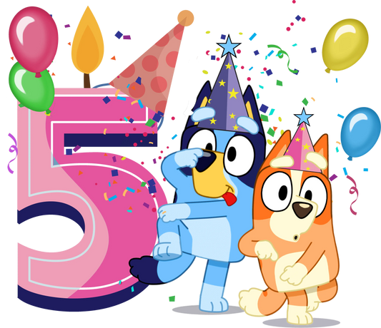 5th Birthday Girl BlueyDesign - DTF Ready To Press