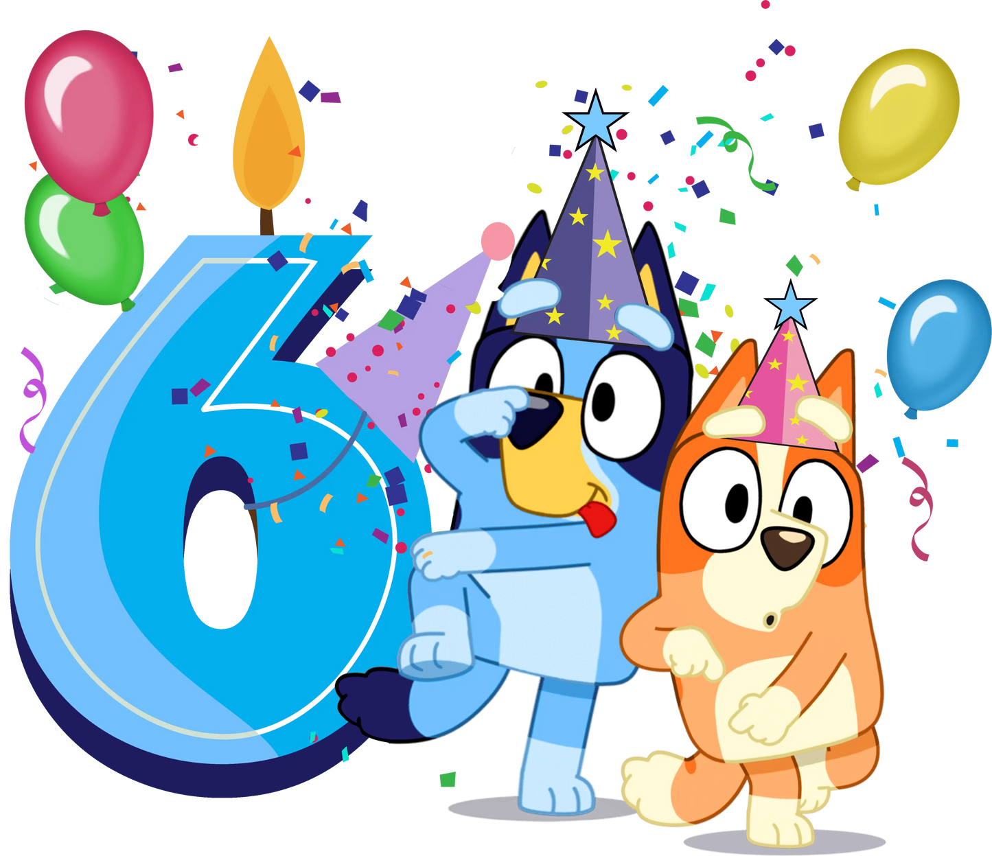 Bluey 6th Birthday Boy Design - DTF Ready To Press
