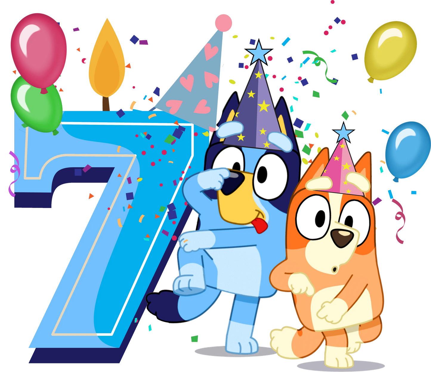 7th Birthday Boy Bluey Design - DTF Ready To Press