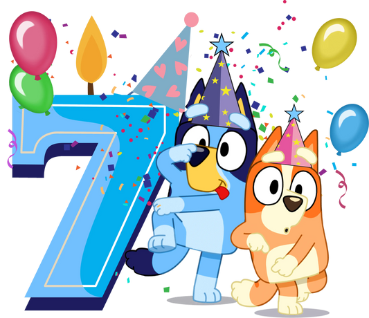 7th Birthday Boy Bluey Design - DTF Ready To Press
