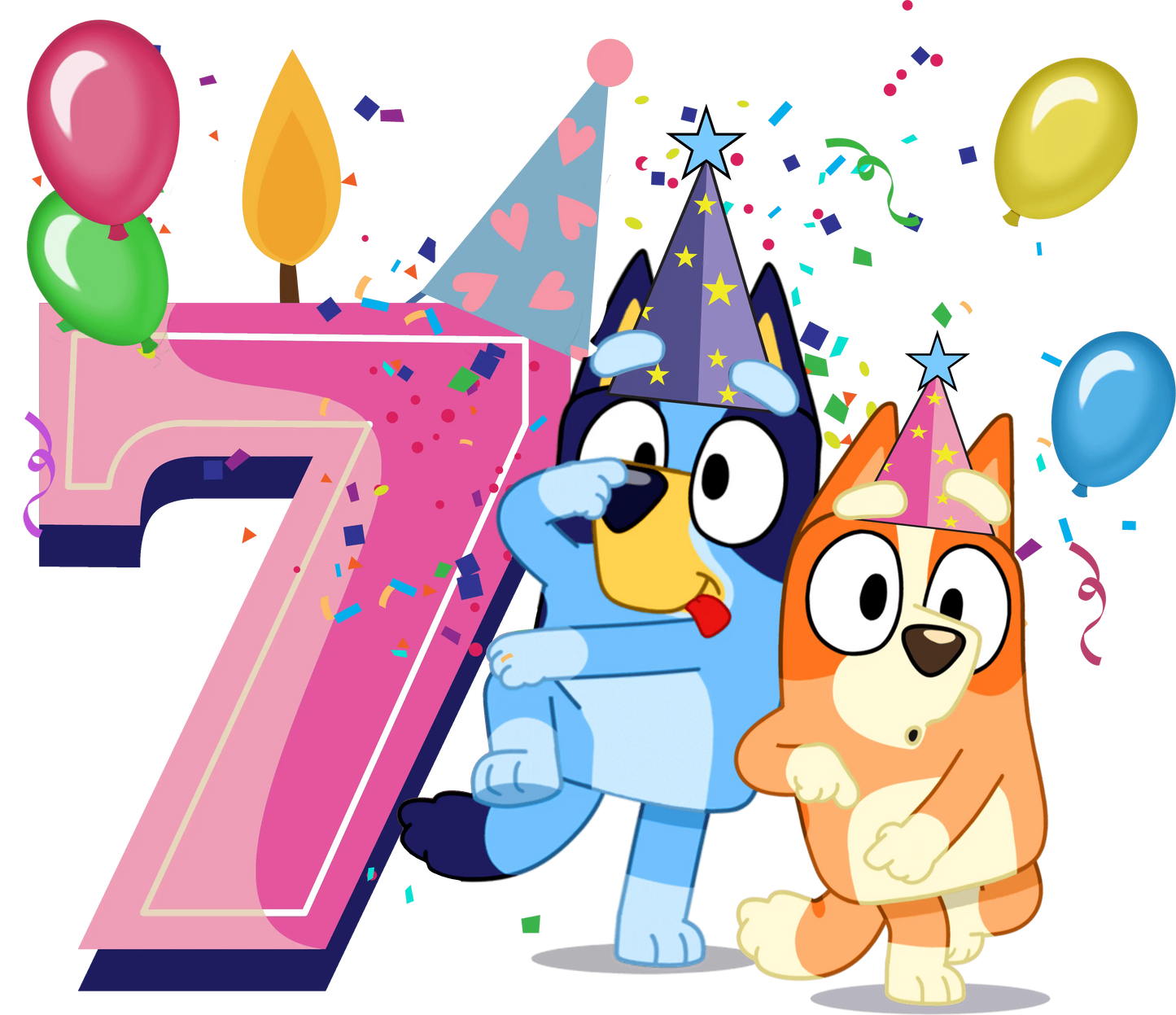 7th Birthday Girl Bluey Design - DTF Ready To Press