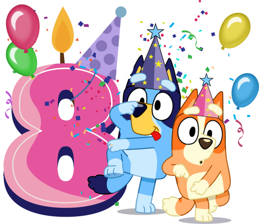 Bluey 8nd Girl Birthday Design - DTF Ready To Press