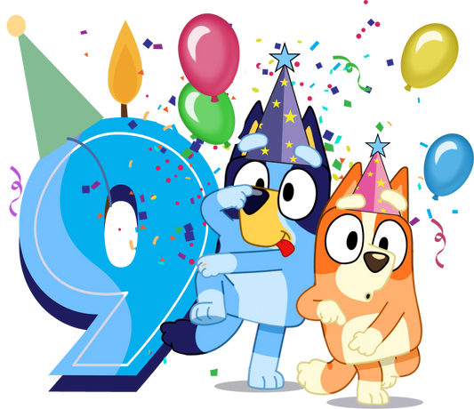 Bluey 9nd Birthday Boy Design - DTF Ready To Press