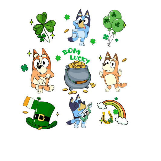 Bluey Celebrates St Patrick's Day  - DTF Ready To Press