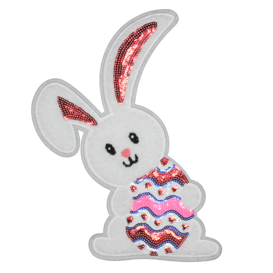 Easter White Bunny Patch (Large/Chenille)