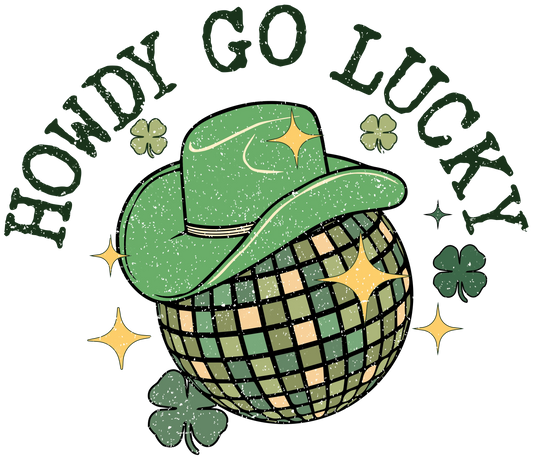 Howdy Go Lucky Patrick's Day Disco Ball Western Design - DTF Ready To Press