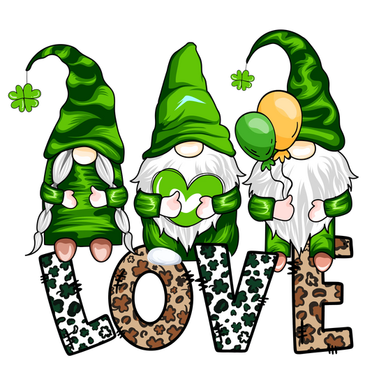 St Patricks Day Love Gnomes Design - DTF Ready To Press