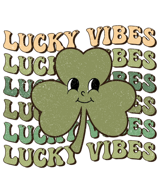 Lucky Vibes St Patricks Day Clover Design - DTF Ready To Press
