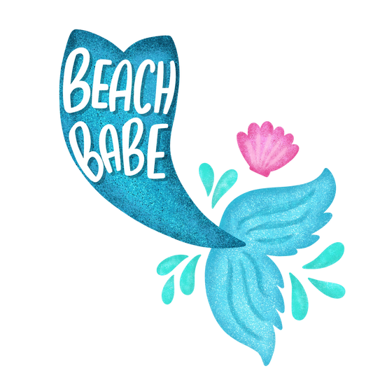 Beach Babe Mermaid Design - DTF Ready To Press