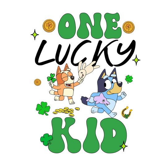 One Lucky Kid Bluey Patrick's Day - DTF Ready To Press