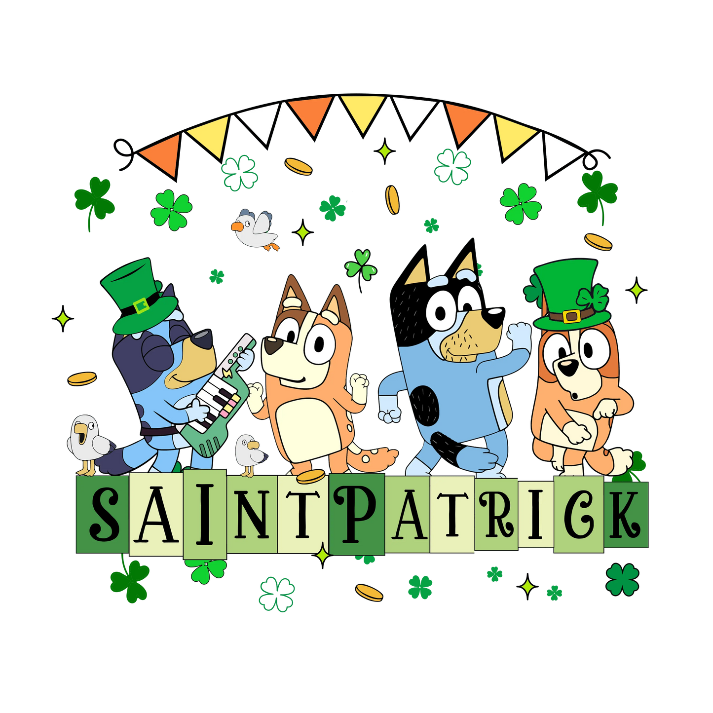 Saint Patrick's Day Bluey Friend - DTF Ready To Press
