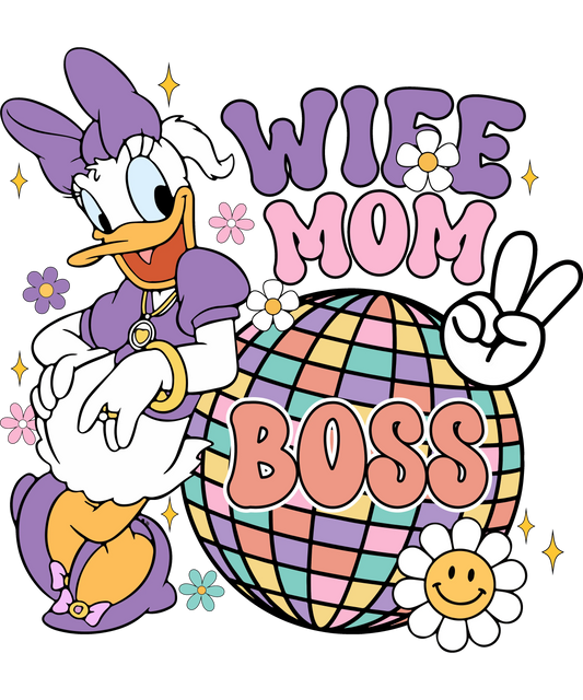 Wife Mom Boss Design - DTF Ready To Press